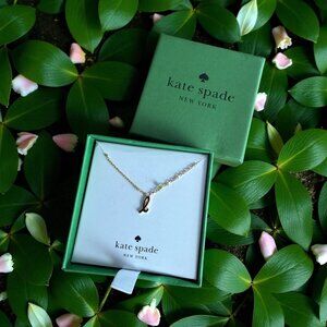 KATE SPADE One in a Million L Script Monogram Gold Tone Necklace NEW NIB